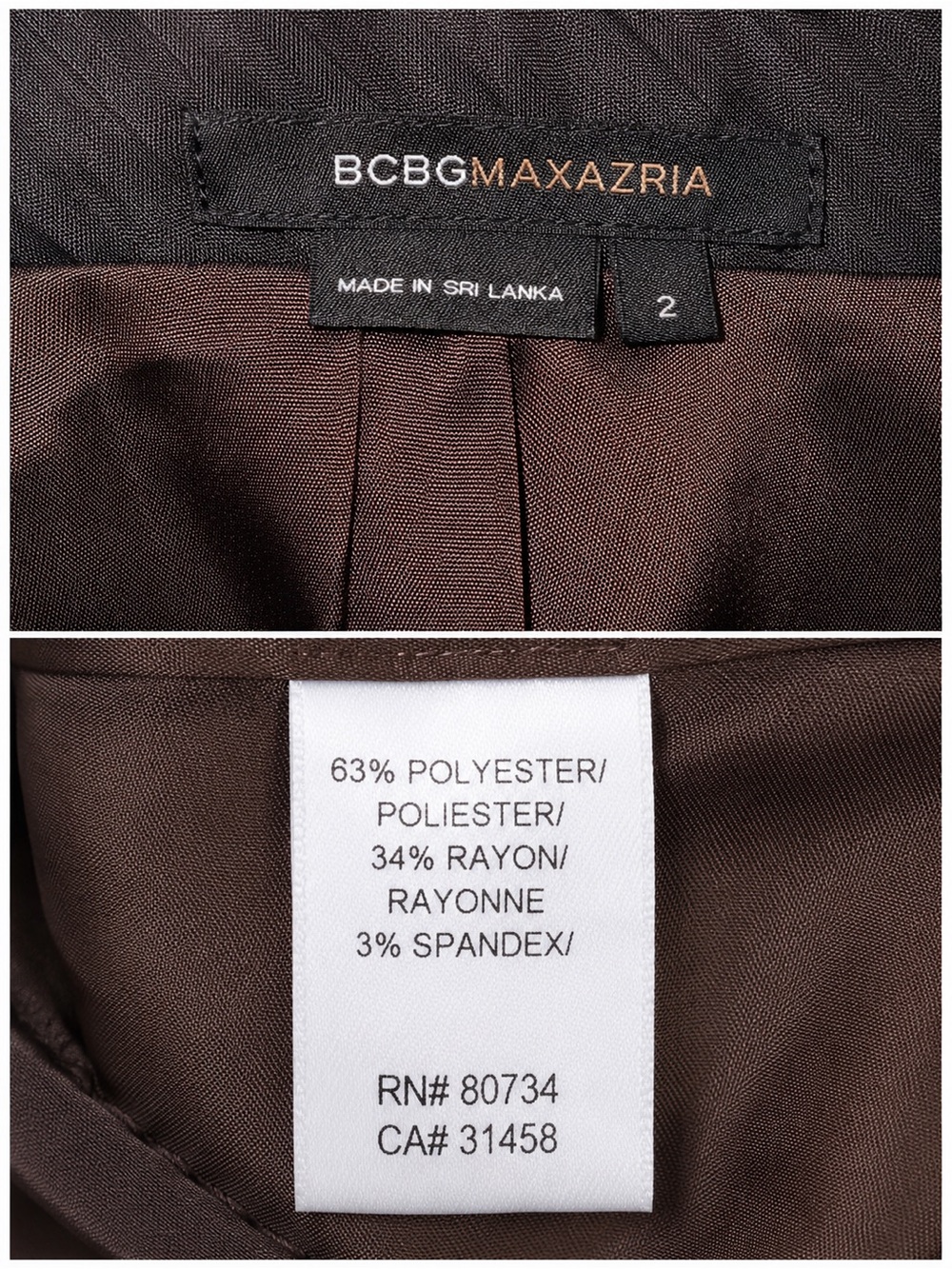 BCBGMAXAZRIA Brown Pinstripe Suit Set Size 2 Blazer Pants Office Career NWOT - Picture 2 of 7